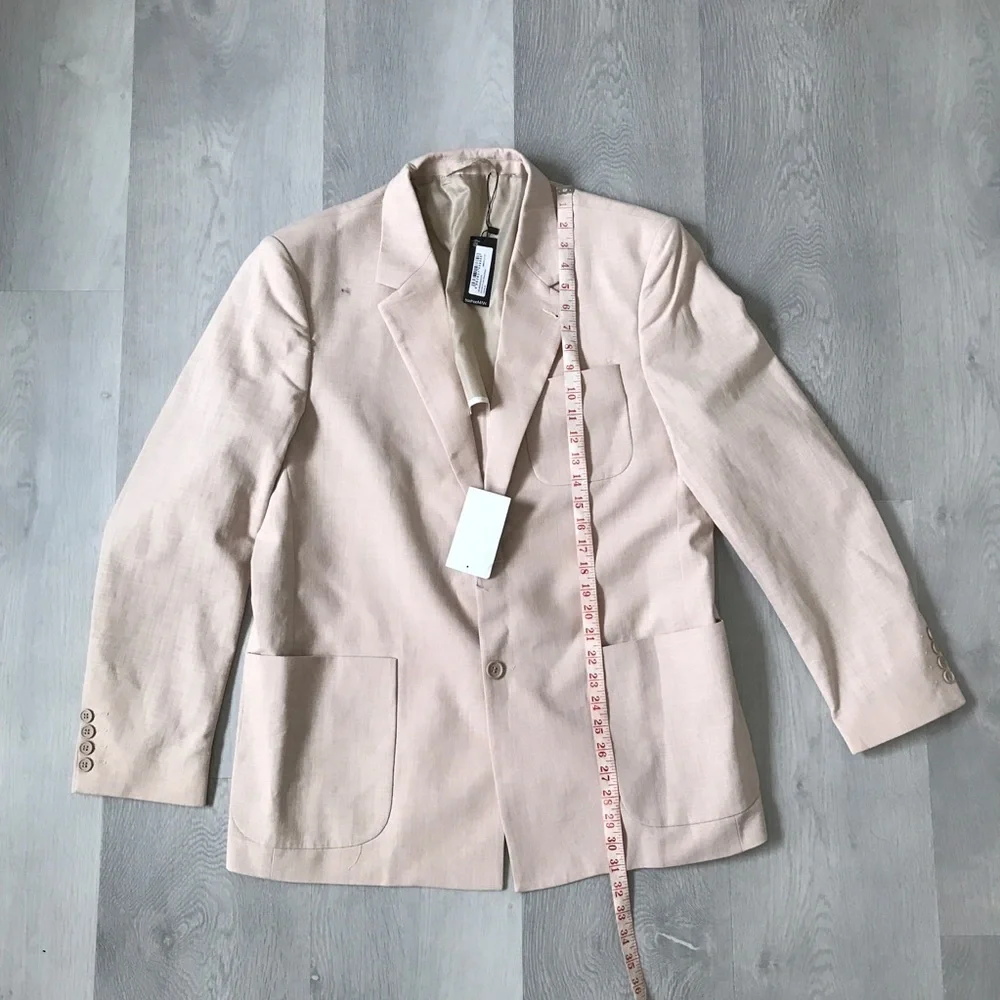BOOHOO MEN LINEN BLAZER JACKET BEIGE CREAM TWO BUTTON 40